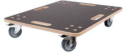 PUSHUPER Möbelroller – Robuster Transportroller aus Sperrholz, 200kg (Dunkel 200kg 2-Bremsen, 60 x 50 cm)