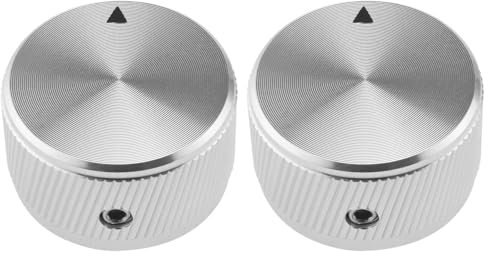 eMagTech 2pcs Potentiometer Knobs 1/4 Inch en Aluminum Alloy Pot Control Knobs for AMP Amplifier Power Amplifier Preamps Audio Equipments 30 x 17mm (D x H), Silver