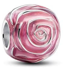 PHCLASY Rosa Rosa in Fiore Charm Holiday Travel Beads Compatibile con Bracciali Europei e Collana