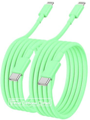 iPhone 14 13 Fast Charger Cable 2M 2Pack,[Apple MFi Certified]USB C to Lightning Cable for iPhone 14 Pro Max/13 mini/12Pro/11/XS/XR/8/iPad/AirPod, Type C Port Support Quick iPhone Charging Lead Green