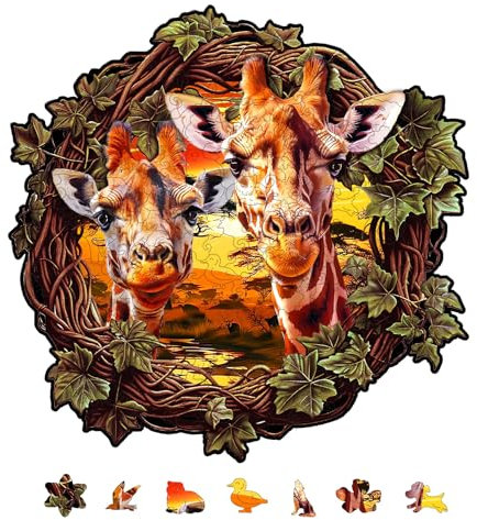 GLOBLELAND 200 Stück Giraffenblätter Holzpuzzle Für Erwachsene Holzpuzzle Für Erwachsene Einzigartig Geformte Holzpuzzles Tier Bunte Puzzles