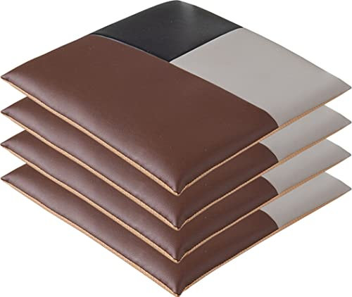 Quadratische Stuhlkissen, Leder-Sitzkissen, 4 Packungen für Esszimmer, Küche, Büro, Stühle, maschinenwaschbar, wasserabweisend, langlebig und weich, Dunkelbraun, 40 x 40 cm