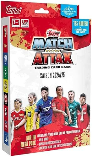 Topps Bundesliga Match Attax 2024/2025 Mega Pack - 125 Karten inkl. 5 Limited Edition Karten + Heartforcards® Versandschutz