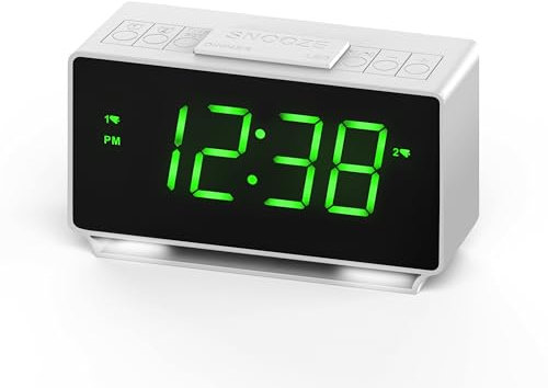 iTOMA Alarm Clocks, Temperature Display, Dual Alarms with Snooze,12/24Hr, Night Light and Adjustable Volume, Dimmable, Battery Backup, Protable Small LED Clocks for Bedrooms Travel