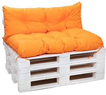 Setgarden® Palettenkissen-Set, Kissen für Gartenmöbel aus Paletten, Outdoor Rücken und Sitzkissen, Gartensitzkissen viele Farben und Größen (Orange, Set 120x60 sitzkissen + 120x40 rückenkissen)
