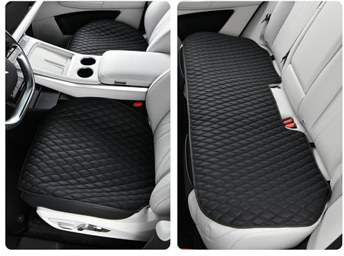 POKSRI Auto sitzkissen aus PU Leder Das komplette Set, Kissenbezug für die Vordersitzrückenlehne, universeller halbummantelnder Sitzbezug, wasserdicht, rutschfest (komplettes Set)