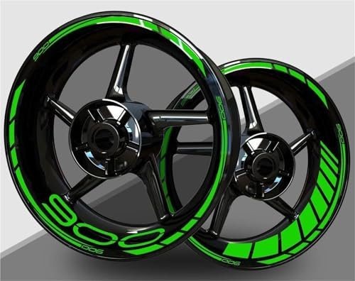 BYLKFC Adesivi per Ruote Adesivi per Cerchi Moto per Kawasaki Z900 2016-2023 17 Pollici Riflettenti Decalcomanie per Cerchi A Strisce Nastro Strisce Fluorescenti per Cerchioni