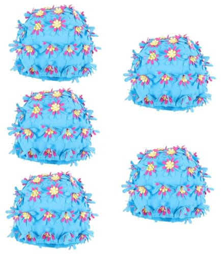 SUPVOX 5 Piezas Gorro de baño de Flores Hecho a Mano Piscina Diadema de natación Balde Baños Gorro de Natacion Mujer Gorro de natación para Mujeres Gorra de baño Sombreros para Nadar Tela