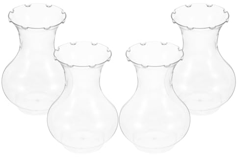UKCOCO 4 Packs Small Vases for Flowers: Clear Plastic Hyacinth Vase for Tulips Daffodils Hyacinths - Wedding, Home, Kitchen, Garden Decor,Height:15cm