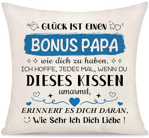 Yoskiasd Kissenbezug Geschenk für Bonus Papa Stiefvater Männer Geschenke von Stieftochter Stiefsohn Kissenbezug Geburtstag Glück ist Einen Bonus Papa Wie Dich zu Haben