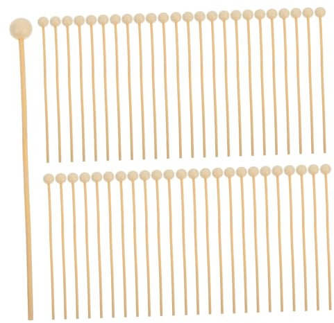 STOBAZA 200 Piezas Palos de Madera con Bola para Lollipops y Bebidas Palillos para Postres y Aperitivos para Decorar Tartas Especiales