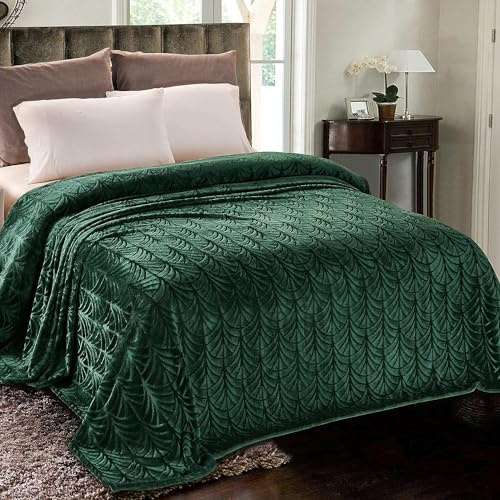 Whale Flotilla Kuscheldecke Flauschig Fleecedecke Decke 230x270 cm | Dunkelgrün, Weiche, Leichte Sofadecke Tagesdecke, Warme Flanell Couchdecke Wohndecke