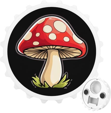 Magic Mushroom Kühlschrankmagnete, rund, magnetisch, lustiger Flaschenöffner für Zuhause, Küche, Büro, Weiß