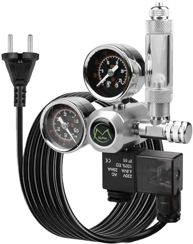 GAOUTO Aquarium CO2 Druckminderer, W21.8 Interface, Dual-Gauge-Display mit Blasenzähler und Rückschlagventilanlage, Druckminderer für bepflanztes Aquarium, Außen CO2-Regler für Aquarien (Schwarz)