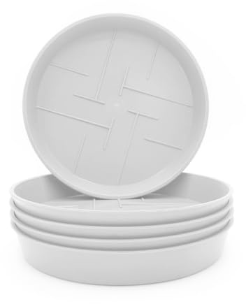 Plastard 5er Set Blumentopf-Untersetzer Ø 45 cm Rund Kunststoff Weiß | UV-, witterungs- und frostbeständig,ideal für innen & außen, passend für Pflanzkübel mit 42 cm Bodendurchmesser,Weiß