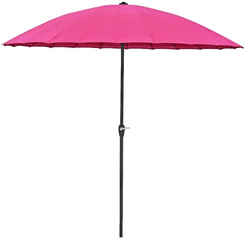 DELUKE Sonnenschirm ZARBES mit 24 Streben Pink Polyester | Gartenschirm Balkonschirm UV-Schutz