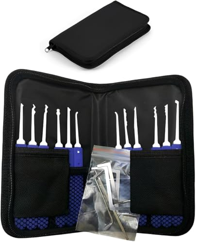 GXGM 17 Pezzi grimaldello Set, Grimaldelli Professionali, Chiave Universale per Lucchetti e Kit Apertura Completo, Lockpicking Set per Fabbri Principianti ed Esperti