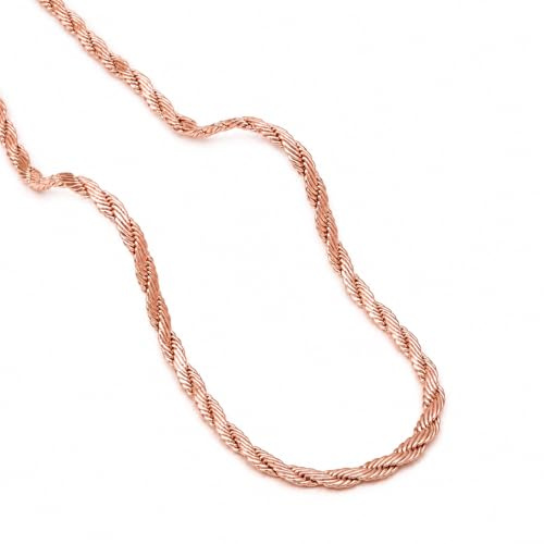 Gold Trove Collier chaîne en cuivre pur pour homme et femme (40,6 à 61 cm) - Chaîne torsadée or rose | Bijoux bien-être | Vêtements en cuivre traditionnellement associés à BP Balance et au bien-être