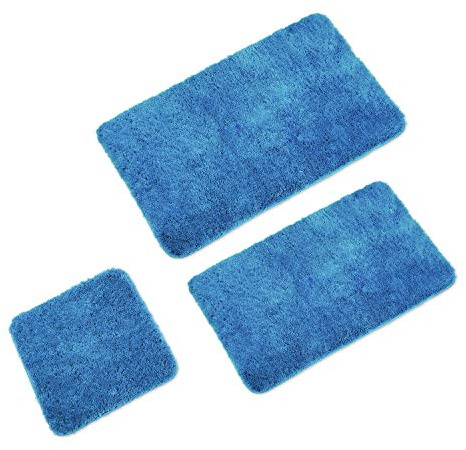 WohnDirect Badematten Set 3tlg – Badteppich rutschfest & waschbar