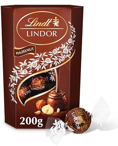 Lindt Lindor Hazelnut Chocolate Truffles Box Chocolate Balls with a Smooth Melting Filling, 200 g