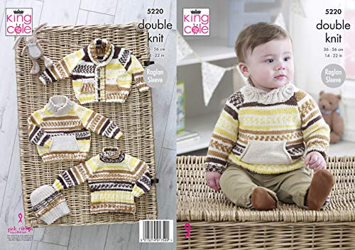 King Cole 5220 Knitting Pattern Baby Sweaters Jacket Hat in Cherish DK