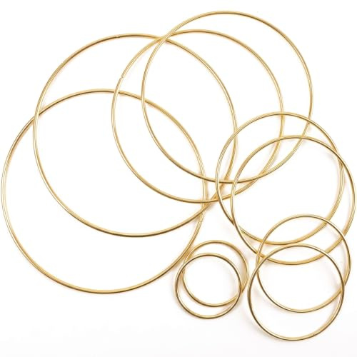 Metall-Blumen-Reifen, 10 Stück Traumfänger-Ringe, Metallringe, Makramee-Ringe, Bastelarbeiten, für Hochzeitskranz, Dekoration, 5 Größen (5,1 cm, 7,6 cm, 10,2 cm, 12,7 cm, 15,2 cm)