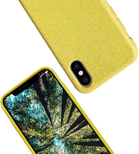 eplanita Bio iPhone XS/X Hülle, Pflanzenfaser, Fallschutz Cover, Langlebig und Nachhaltig (Gelb, iPhone XS/X)