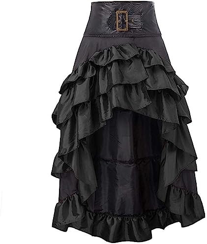 Zooma Gonna gotica da donna, in pizzo nero, stile steampunk, lunga ed elastica, stile corsetto, 1409 nero, 48 /48 IT /4X-Large