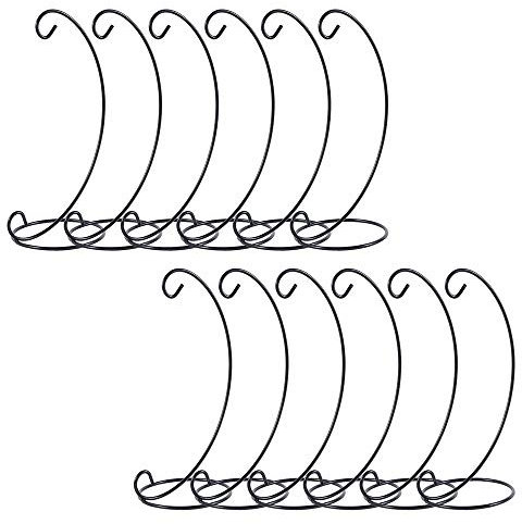 12 Stücke Ornament-Ständer Hängende Glasball Präsentations Ständer Christbaumkugel-Halter zum Aufhängen, Metall, L-Form Halter Haken Candlestick GlasBall Laterne Hängeständer