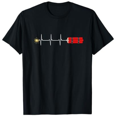 Puls Herzschlag mit Sprengstoff Pyromane Heartbeat Pyro T-Shirt