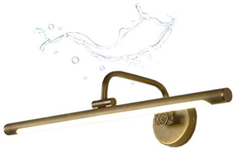 ACMHNC LED Spiegelleuchte Retro,Badezimmer Spiegellampe Vintage Antik Badlampe H65 Messing Schminklicht Für Spiegel Schminktisch Wasserdicht Bad Wandleuchte,Make Up Licht 4000K,Messing,58CM/12W