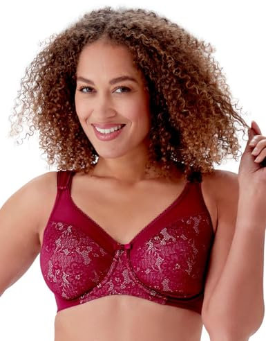 Berlei Beauty Everyday B521-BUR Women's Burgundy Lace Non-Padded Underwired Minimizer Bra 42E