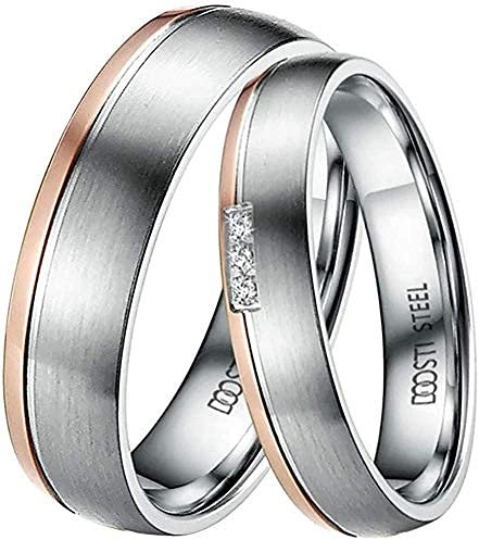 DOOSTI Paar Ringe Set für Damen Herren Partnerring Edelstahl Bicolor Silber Rosegold ohne/mit Zirkonia Ehering Trauring Freundschaftsring Hochzeit Ringe Frau Mann (Damenring, 70 (22.3))