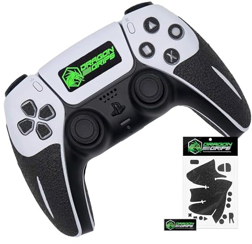 Dragon Grips Controller-Griffe für PS5-Controller, strukturiertes Skin Kit für Playstation 5 Dualsense, Haptic kompatible Gaming-Controller Grip Skins für Tasten, Schwarz, 22 Stück (Einzeleinheit)