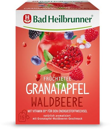 Bad Heilbrunner Granatapfel Waldbeere Tee im Filterbeutel, 5er Pack (5 x 15 Filterbeutel)