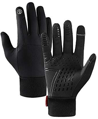 Winterhandschuhe Warme Touchscreen Winter Handschuhe für Herren Damen Schwarz, Fahrrad Handschuhe Warm Winddichte Wasserfest Smartphone MTB Handschuhe für Joggen Radsport Outdoor Fahren