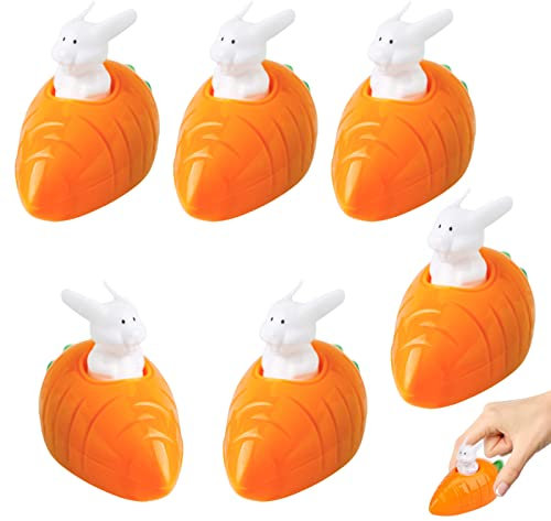 DORART 6 Stück Aufziehspielzeug Hasen mit Karotte, Ostergeschenke für Kinder Auto Spielzeug, Aufziehfiguren Hasen, Wind Up Figur Frühlingsdeko Kinder