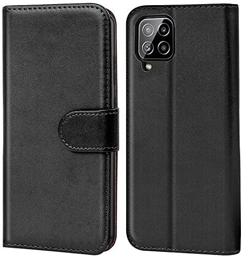 Verco Handyhülle für Samsung Galaxy M32 Hülle, Bookcase Tasche Flipcover für Samsung M32 Case [Kartenfächer/Aufstellfunktion], Schwarz