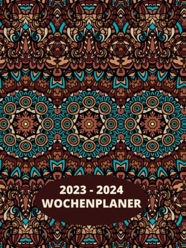 Wochenplaner 2023-2024 Mandala Thema: Kalender 23 - 24 | 1 Woche auf 2 Seiten | 2 Jahresplaner | 8.25'' x 11'' | Passwort und Kontakttabelle | Softcover