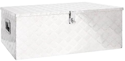 vidaXL Aluminium Storage Box - Silver, Transportable with Locking System, Suitable for Vehicle Storage and Camping, Rust-Resistant and Durable, 100x55x37 cm