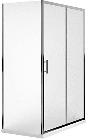 Box Doccia Angolare 80x140cm Apertura Scorrevole da 140cm Parete Fissa da 80cm Vetro Temperato Opaco 6mm Antinfortunistico Trattamento Anticalcare Maniglia Acciaio Inox Altezza 190cm Tenerife