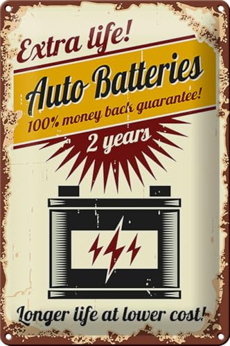 Femer Blechschild Retro 20x30cm Extra Life Auto Batteries