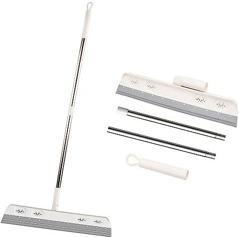 Escoba Mágica, Escobilla de Silicona para Suelo, Escoba con manija, Ventana Vaso Barrer Cepillo, Telescópico Escoba Mágica Extractor para Suelos húmedos, Ventanas, Azulejos, Garaje