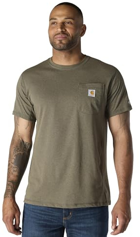 Carhartt Men's Force Relaxed Fit Midweight Short-Sleeve Pocket T-Shirt, Basil Heather, X-Large/Tall