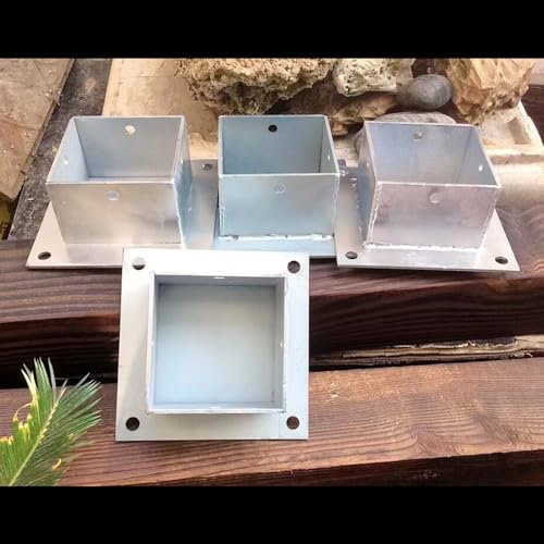 4PCS Deck Post Base, Heavy Duty Metal Enclosed Bottom Brackets for Mailbox Porch Pergola Railing Supports Posts Holder, Wood Fence Anchor Protectors (Color : 4pcs, Size : 200x200x100mm/7.9x7.9x3.9in
