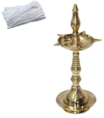 Universal Hub® Messing-Diya, traditionelle Öllampe, Diyas, antike Messing-Öllampe, Laxmi Pooja, Samagri, Tempel-Dekoration, Ölbrenner, Hindu-Geschenke, Pooja-Lampen, Kerze, Öllampe, Hindu-Geschenke