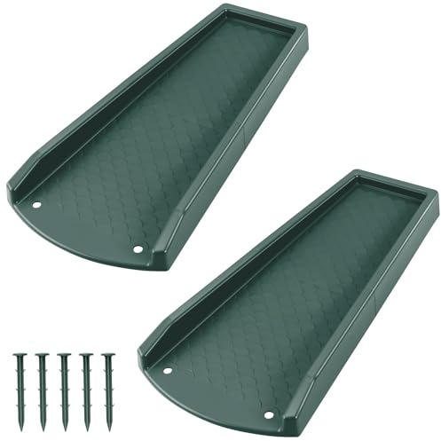 Ogutter Spritzblöcke für Dachrinnen, Fallrohre, 61 cm Fallrohrverlängerungen für Regenwasserablauf, verdickter Dachrinnen-Spritzschutz mit Befestigungspfählen (2 Stück, grün)