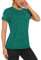 TACVASEN Sport Tshirt Damen Kurzarm Outdoor Freizeitshirt Stretch Atmungsaktiv Funktions Basic Meliert Shirt Wandern Gym Yoga (XL, Jadegrün)