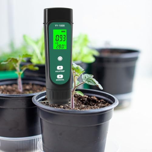 2 Stück Bodenfeuchtigkeitsmessgerät, 3 in 1 Digitaler Bodentester Erde EC/Luftfeuchtigkeit/Thermometer Garten Landwirtschaft Pflanzen Leitfähigkeit Feuchtigkeitsmesser