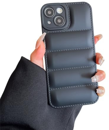 NOBAA Die Puffer Liquid Silikon stoßfeste Hülle für iPhone 15 14 13 12 11 Pro X XS XR Max 8 7 Plus SE Daunenjacke Bumper Cover, Schwarz, für iPhone 13 Pro